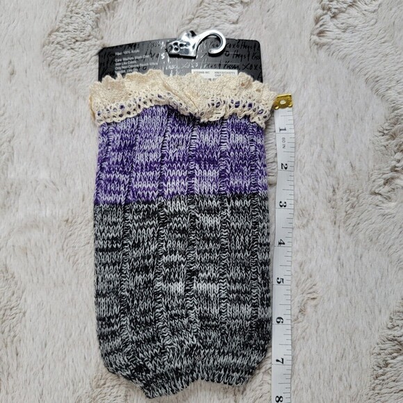 ✨️CL Xoxo Violet Gray Cream Lace Accent Ankle Boot Cuff Leg Warmers NWT OS - Picture 5 of 5